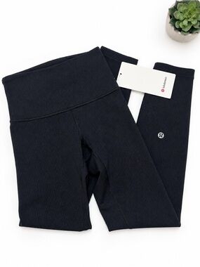 NWT Lululemon Wunder Train Ribbed High Rise Tight 25” Size 0 Black